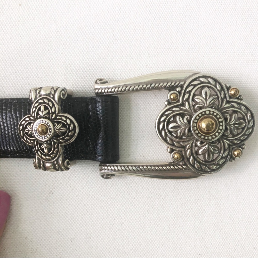 Brighton Black Leather Belt with Silver Buckle - Picture 2 of 5